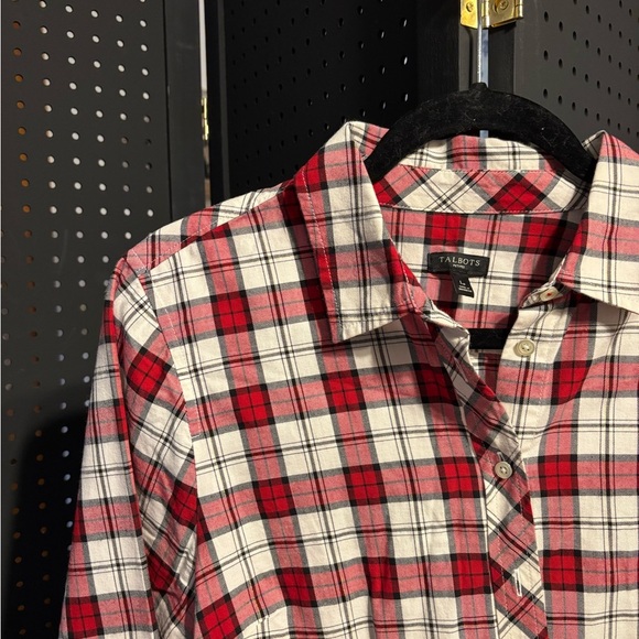 Talbots Red and Cream Checkered Blouse - Picture 6 of 8